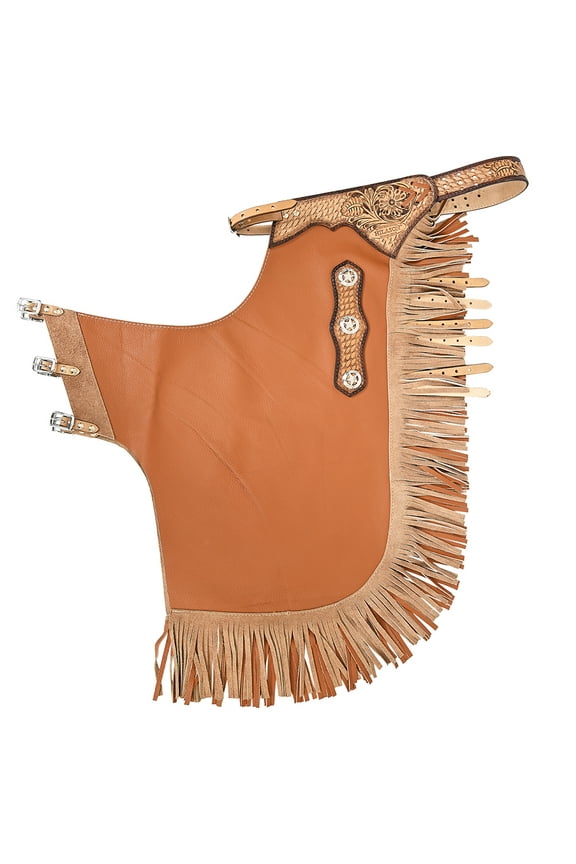 Western Small Bull Riding Chinks Chaps Adult Pro Rodeo Bronc Leather Tan