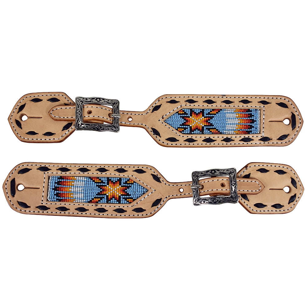 DISTRESSED BEADED TRIBAL SPUR STRAPS