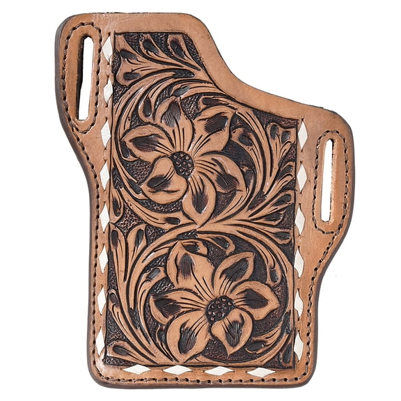 Hilason Western Stylish Floral Hand Tooled Genuine Leather Left Smartphone Cell Phone Holder
