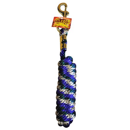 Hilason Western Tack Horse Poly Lead Heavy Duty Brass Plated Snap Blue