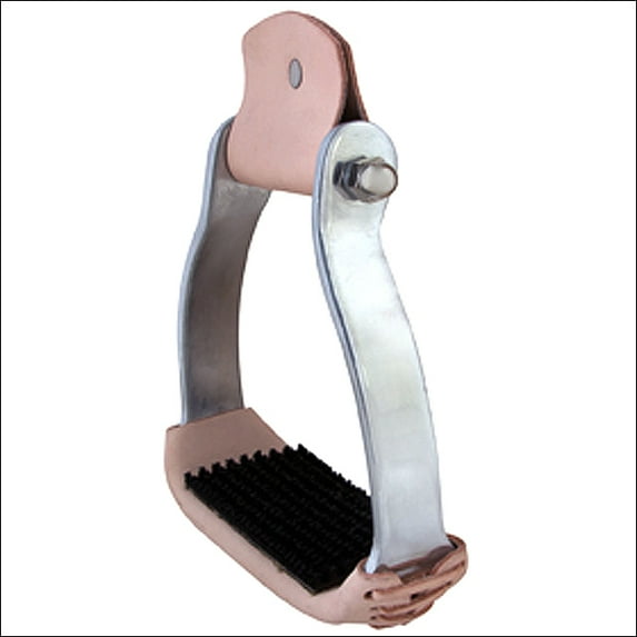 Hilason Western Tack Tread Leather Aluminium Angeled Horse Saddle Stirrups