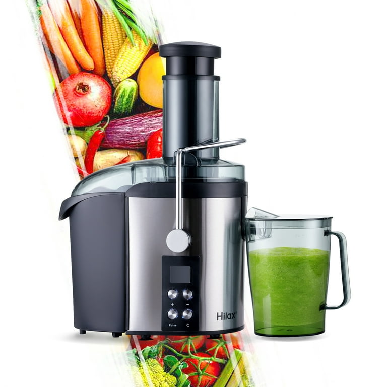 Hilax Centrifugal Juicer Machine - LCD Monitor 1100W Juice Maker Extractor,  5-Speed Juice Processor Fruit and Vegetable, 3 Feed Chute Stainless Steel