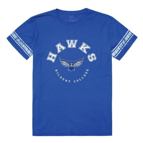 Hilbert College Hawks Men Football T-Shirt, Royal - Extra Large
