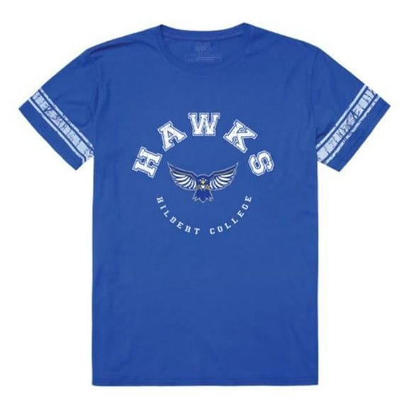 Hilbert College Hawks Men Football T-Shirt, Royal - Medium