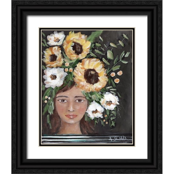 Hilburn, Amanda 26x31 Black Ornate Wood Framed with Double Matting Museum Art Print Titled - Sunflowers for you
