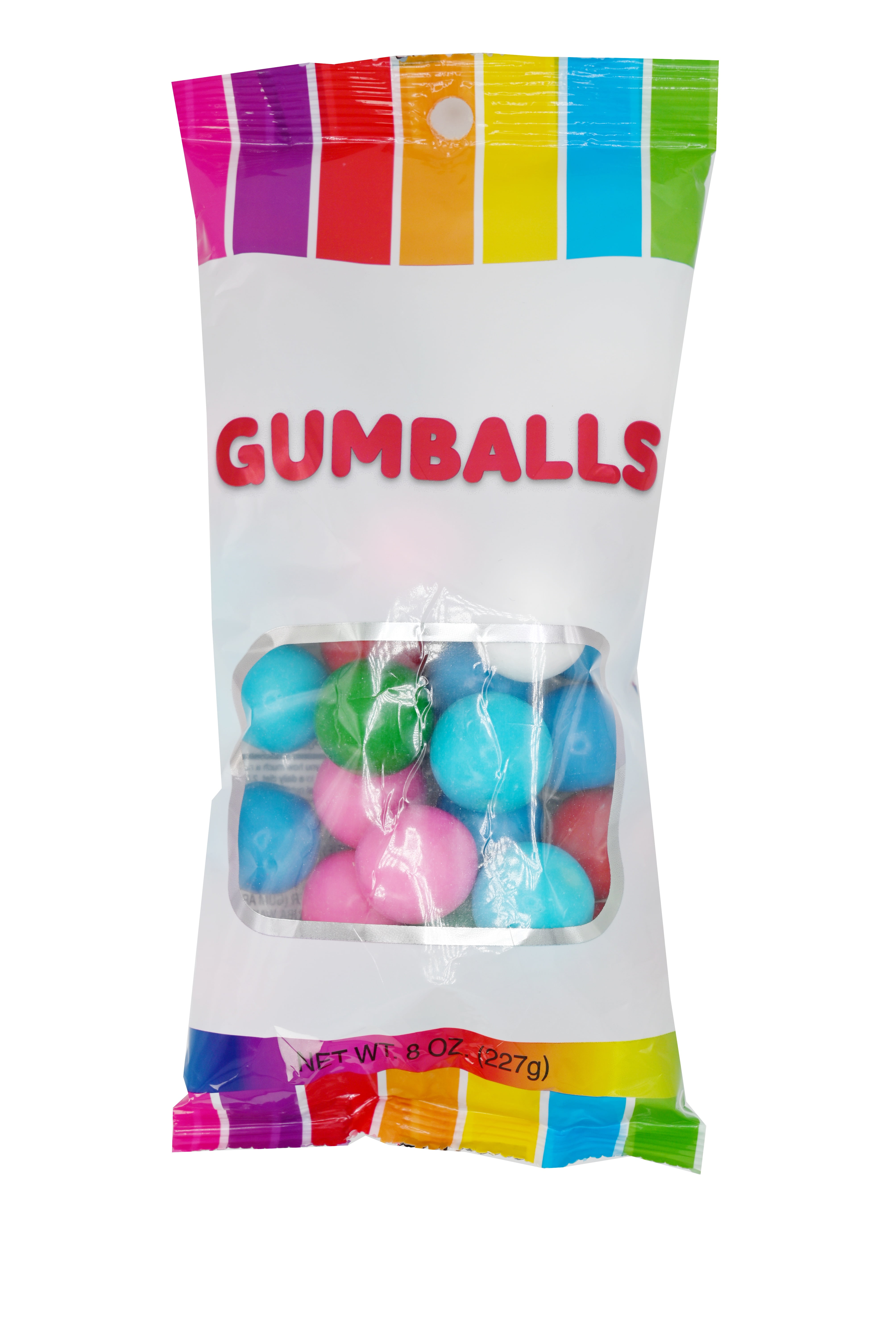 Hilco Rainbow Tutti Frutti Gumballs, 8 oz Regular Size, Chewing Gum