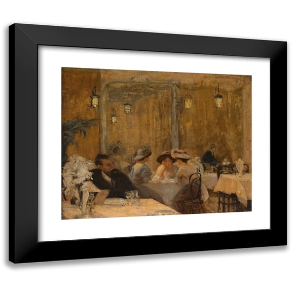 Hilda Fearon 14x12 Black Modern Framed Museum Art Print Titled - The Cafe Royal1907