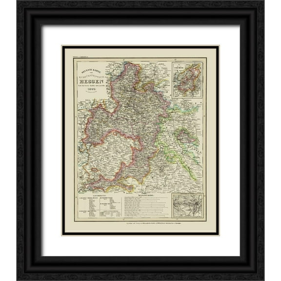 Hildburghausen 26x31 Black Ornate Wood Framed with Double Matting Museum Art Print Titled - Hesse Schaumburg Cassel Germany