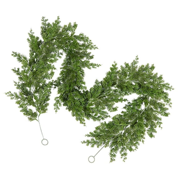 Hilehuti 180cm Realistic Christmas Greenery Garland, Natural Droopy Soft Bendable Cedar Garland for Indoor Mantle Decor and Holiday Decorations