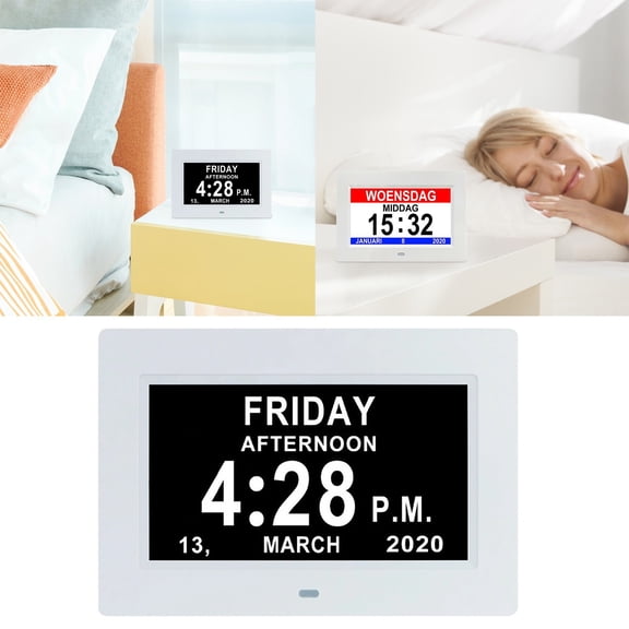 Hilehuti Halloween Clearance Clock,7 Inch Digital Clock Machine Elderly Alarm Clock Electronic Calendar Clock Reminder Machine