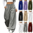thumbnail image 1 of Hilenly Barrel Sweatpants Women Wide Leg Sweat Pants Ruffle Waisted Cute Y2k Sweatpants with Pockets, 1 of 9