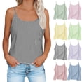 thumbnail image 1 of Hilenly Camisole Tops for Women Scoop Neck Spaghetti Strap Tank Top Loose Fit Crop Cami Shirt Sleeveless Striped Cotton Tshirts, 1 of 9
