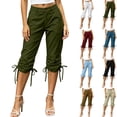 thumbnail image 1 of Hilenly Cargo Capri Pants for Women High Waisted Side Drawstring Capris Lightweight Hiking Travel Pants with Pockets, 1 of 10