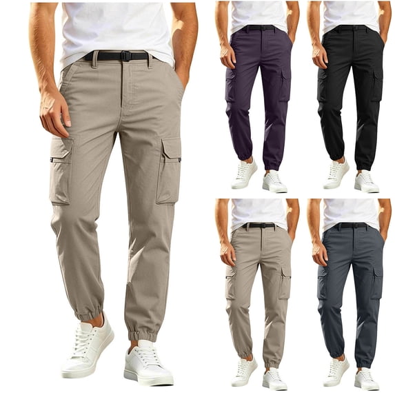 Hilenly Cargo Joggers for Men Waterproof Baggy Hiking Pants Stretch Tactical Cargo Pants with Pockets