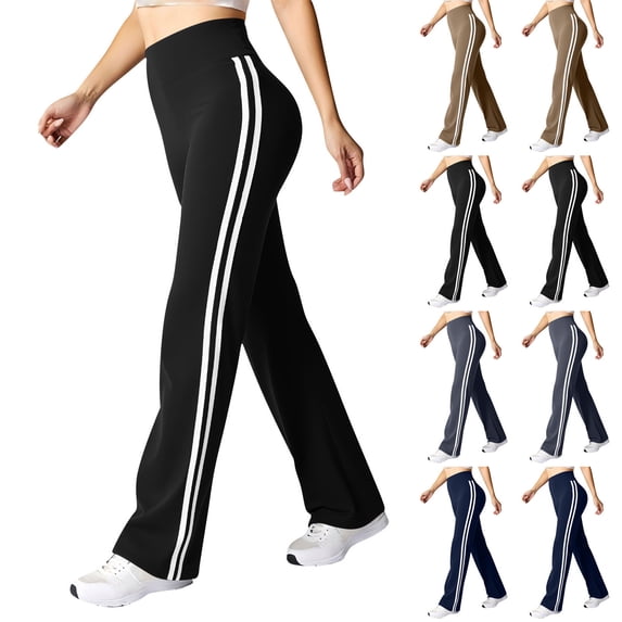 Hilenly Flare Leggings with Side Stripes High Waisted Tummy Control Bell Bottom Running Track Pants Flared Yoga Pants