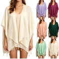 thumbnail image 1 of Hilenly Fringe Kimono Beach Cover Ups for Women Long Cardigan Cover Up with Tassel Swimsuit Coverup, 1 of 8