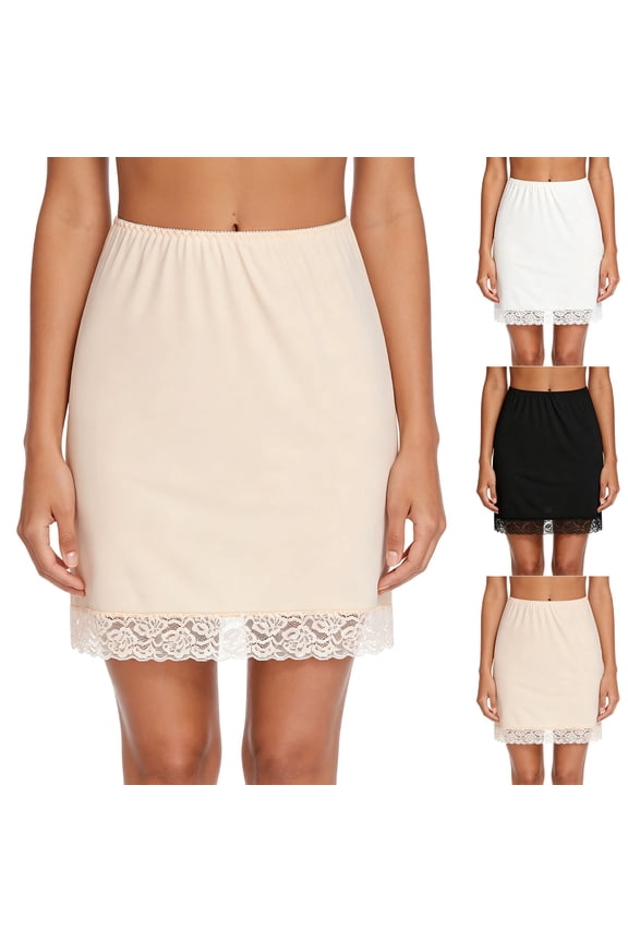 Half Slips for Women Underskirt Short Lace Trim Above Knee Half Slip