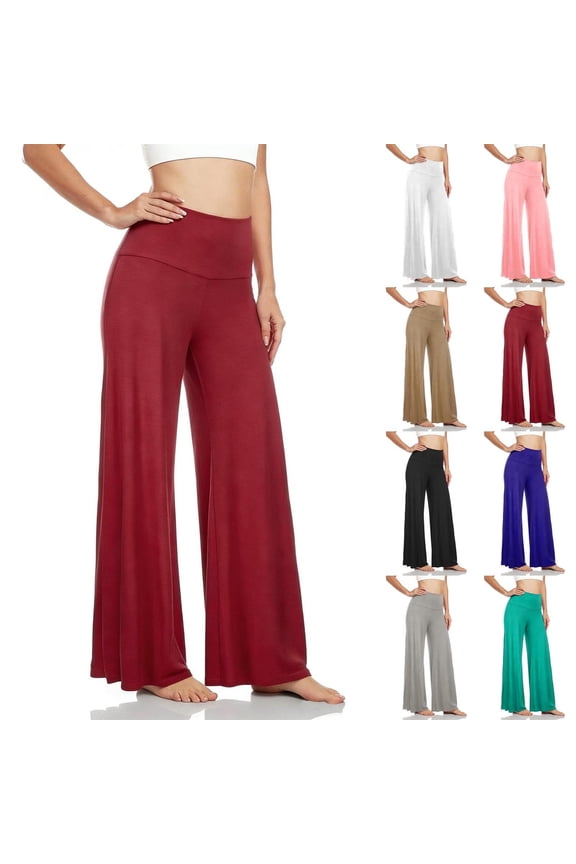 High Waist Yoga Pants for Women Wide Leg Flowy Palazzo Pants Loose Comfy Pilates Trousers