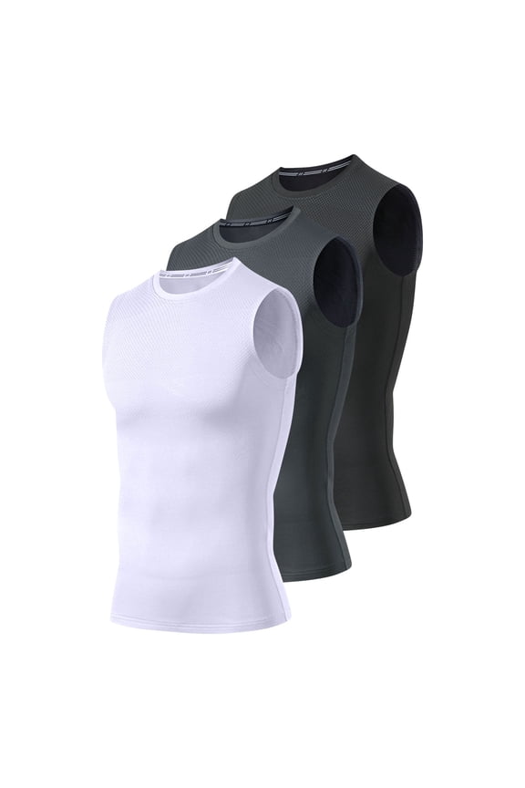 Men's Athletic Compression Shirts Sleeveless Workout Tank Top Quick Dry Sports Base Layer for Running Basketball