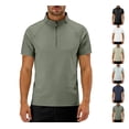 thumbnail image 1 of Hilenly Men’s Quarter Zip Pullover Big and Tall Short Sleeve Athletic Shirts Stand Collar Gym Workout Tee Shirt, 1 of 9