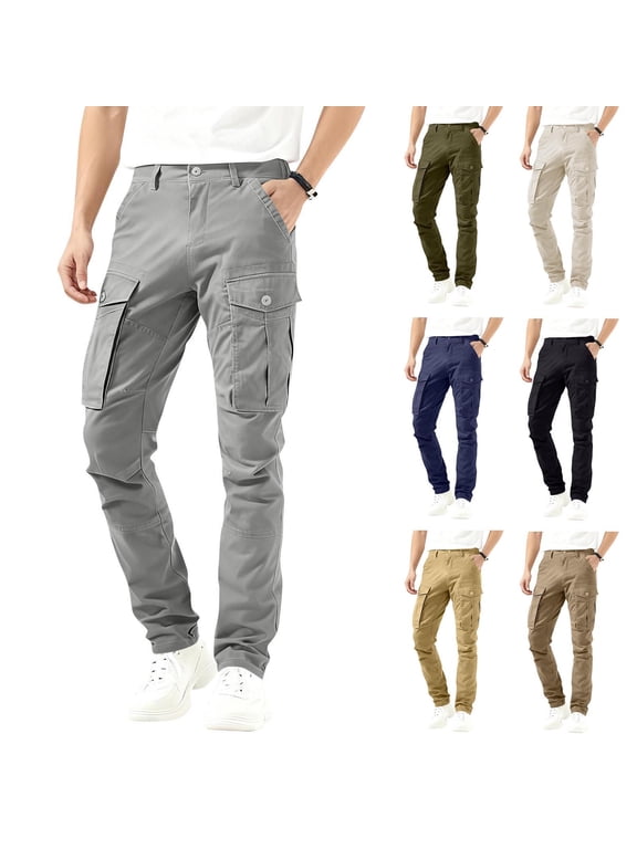 Men's Slim Fit Cargo Pants Stretch Straight Leg Tactical Cargo Pants Utilty Work Pants with Pockets