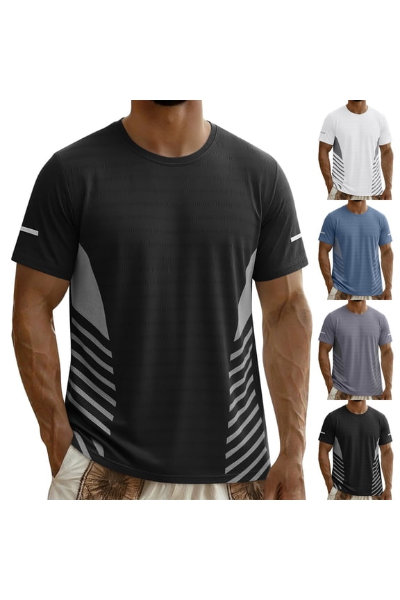 Mens Big and Tall Shirt Rash Guard Short Sleeve Quick Dry Performance Athletic Swim Running Shirts