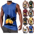 thumbnail image 1 of Hilenly Mens Summer Beach Tank Top Tropical Hawaiian Palm Tree Print Sleeveless Shirts Muscle Tee Vacation Shirts, 1 of 6