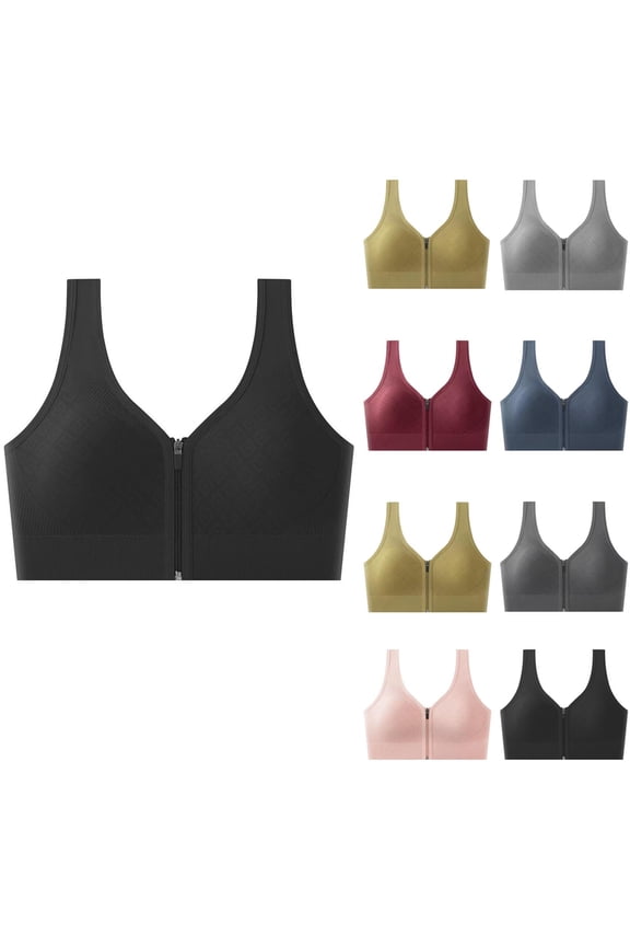 Minimizer Bras for Women Zip Front Closure Everyday Bra Post Surgery Compression Support Wirefree Bras