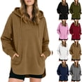 thumbnail image 1 of Hilenly Oversized Hoodies for Women Side Split Drawstring V Neck Hoodie Tunic Sweatshirts with Pockets, 1 of 7