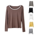 thumbnail image 1 of Hilenly Pajama Tops for Women Long Sleeve Shirts Scoop Neck Top Soft Modal Cotton Loungewear, 1 of 4