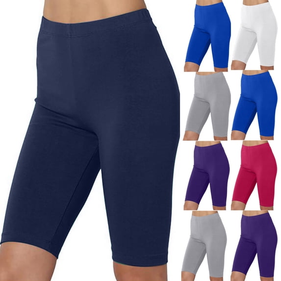 Hilenly Plus Size Biker Shorts for Women Long Stretch High Waisted Shorts Running Yoga Gym Workout Shorts