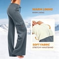 thumbnail image 1 of Hilenly Plus Size Cargo Pants Women Baggy Wide Leg Fleece Lined Pants Drawstring Waisted Y2k Low Rise Flare Pants with Pockets, 1 of 6