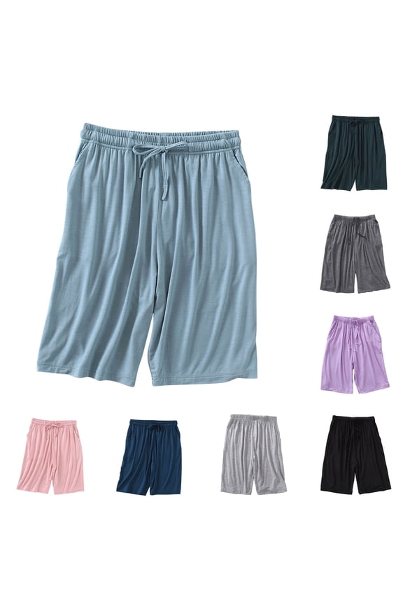 Plus Size Pajama Shorts Womens Soft Modal Sleep Lounge Shorts Lightweight Pj Bottoms Shorts with Pockets