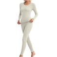 thumbnail image 1 of Hilenly Thin Long Johns for Women Thermal Underwear Lightweight Soft Stretchy Seamless Base Layering Clothes Thermals Top and Bottom Set, 1 of 9