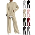 thumbnail image 1 of Hilenly Two Piece Sets for Women Fall Outfits Lounge Sets Mock Neck Tops Wide Leg Pants Vacation Travel Airport Outfits, 1 of 8