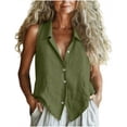 thumbnail image 1 of Hilenly Women's Sleeveless Button Down Shirts V Neck Casual Loose Fit Tank Tops Cotton Linen Work Blouses, 1 of 6