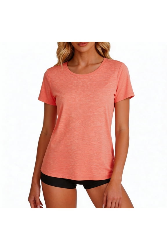 Women's Workout Tops Short Sleeve Moisture Wicking Athletic Shirts Mesh Open Back Loose Fit Gym Running Shirt Exercise Tee