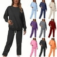 thumbnail image 1 of Hilenly Womens 2 Piece Outfits Sweatsuit Crewneck Pullover Sweatshirt Wide Leg Joggers Pants Tracksuit Lounge Set, 1 of 7