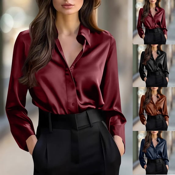 Hilenly Womens Button Down Shirt Long Sleeve Dress Shirts Business Casual Tops Work Blouses