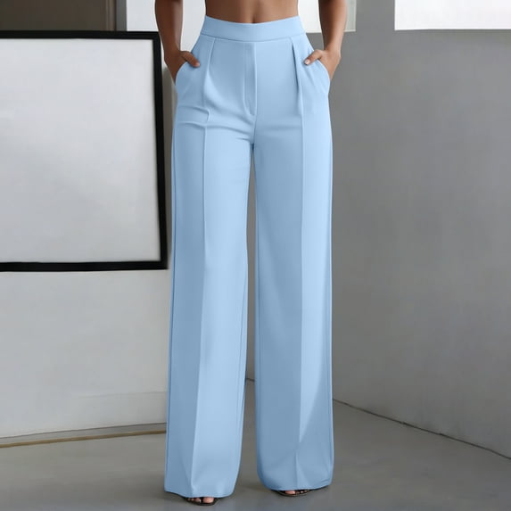 Hilenly Womens Dress Pants High Waist Straight Leg Trousers Drawstring Casual Slacks Work Pants with Pockets