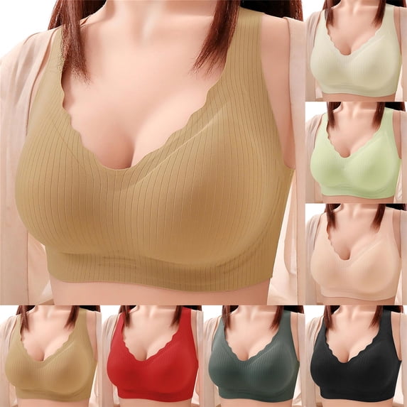 Hilenly Womens Jelly Bra No Underwire Comfort T Shirt Bra Seamless Push Up Everyday Bra