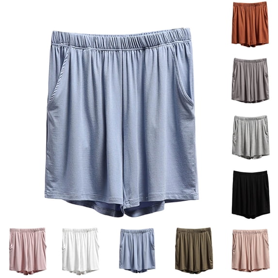 Hilenly Womens Pajama Shorts Lightweight Elastic Waist Modal Pajama Bottoms Soft Comfy Lounge Shorts with Pockets