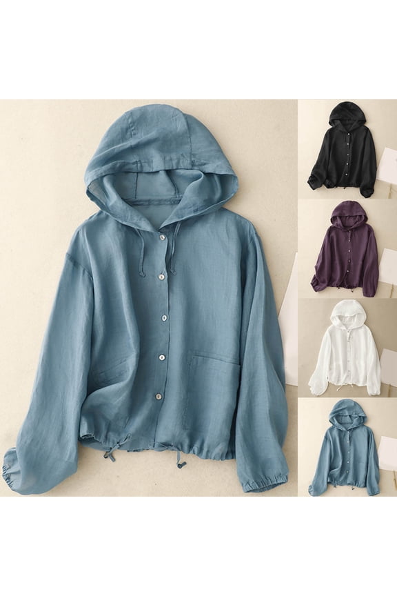 Womens Sun Protection Clothing Lightweight Long Sleeve Hooded Button Down Shirt Beach Cover Ups