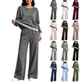 thumbnail image 1 of Hilenly Womens Sweatsuits 2 Piece Set Casual Crewneck Long Sleeve Pullover Sweatshirt Sweatpant Color Block Tracksuits, 1 of 5