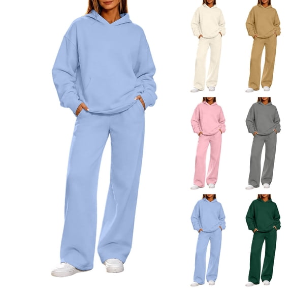 Hilenly Womens Sweatsuits 2 Piece Set Crew Neck Sweatshirt and Cargo Sweatpants Sets Travel Outfits Lounge Set