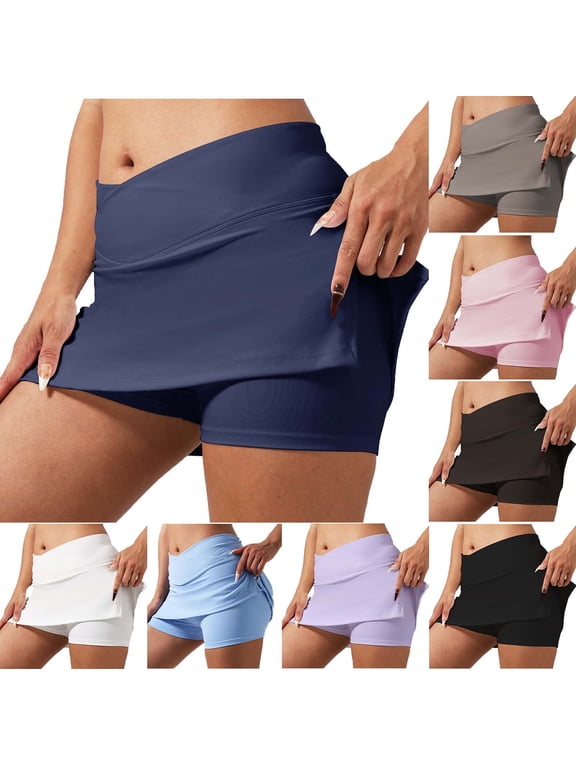 Womens Tennis Skirt with Shorts Quick Dry Crossover Waist Golf Skorts Side Split Athletic Skort for Workout Pickleball Running