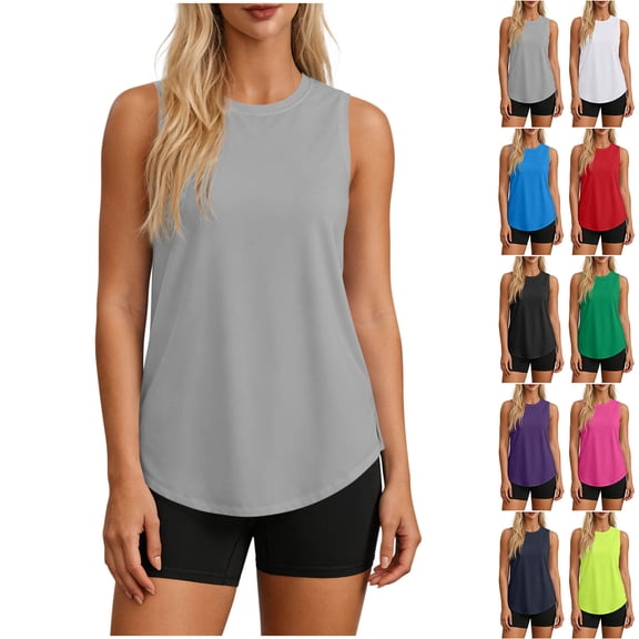 Hilenly Workout Tank Tops Woman UPF 50+ Sleeveless Gym Running Shirts Quick Dry Loose Fit Athletic Yoga Top