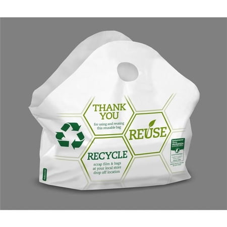 Hilex 9070247 17 x 6 x 18 in. Polypropylene Shopping Bag with Handles, White - Pack of 250