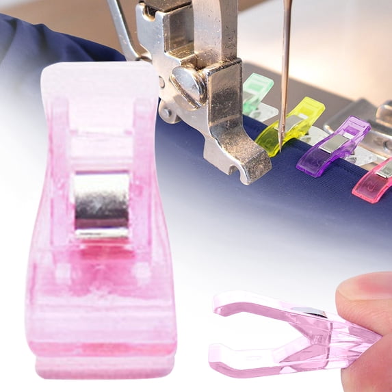 Hilingoto 100 Pcs Clips for Sewing, Multi-Purpose Plastic Fabric Quilting Clips for Crafting Crocheting Cross Stitch Knitting Quilting Accessories(Pink)