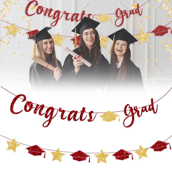 Hilingoto 2026 Graduation Glitter Hanging Banners,Congrats Grad Party Garlands Graduation Banner Decorations,Sparkling Banners for 2026 School College Graduation Party Home Car indoor Outdoor Decor